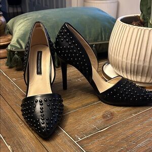 French Connection Black Studded Heels 7.5